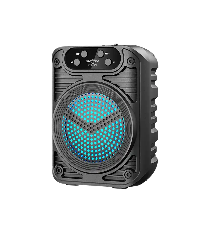 GRECITNICE GTS-2203 4” Wireless Bluetooth Speaker with LED Light – Compact Portable Sound System with USB/FM/AUX Support for Everyday Use