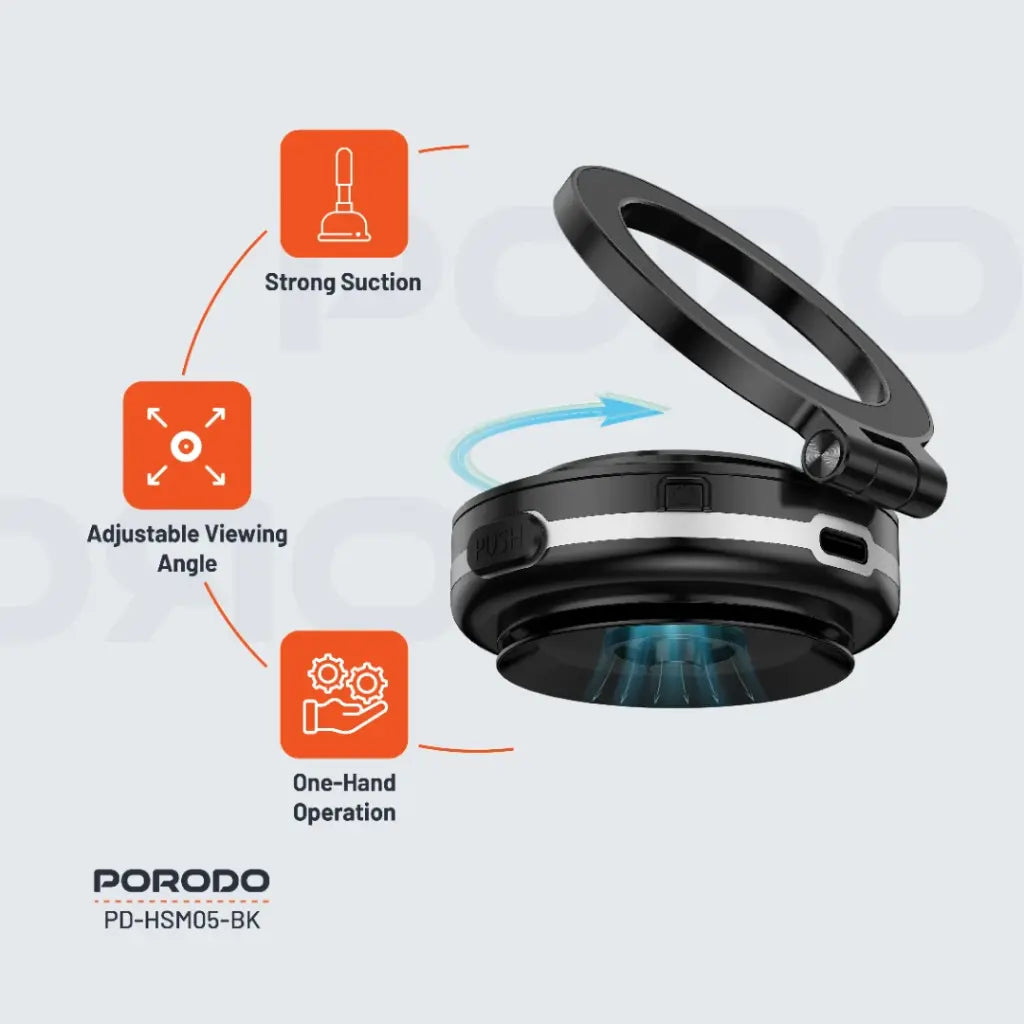 Porodo HS05 Vacuseal MagSafe Magnetic Mount - Black