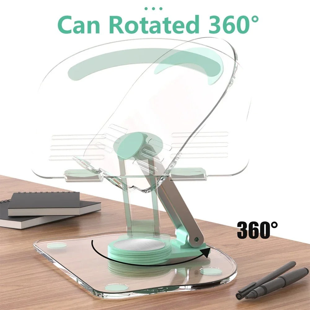 360° Rotating Acrylic Tablet Stand – Transparent Desktop Holder for iPad Pro, Air, Mini, Mi Pad & Phones