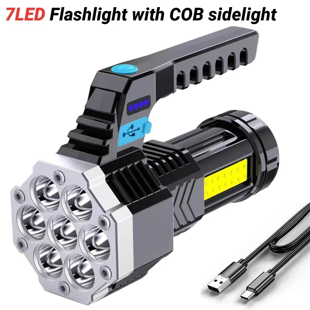 7 LED And COB Portable Flashlight