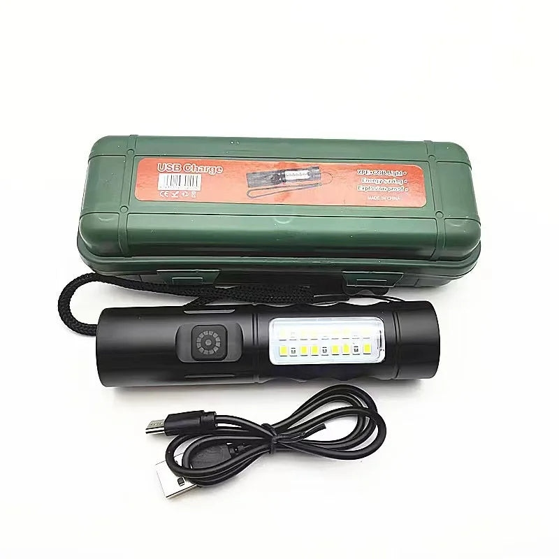 Aluminum Alloy COB Side Light – Rechargeable & Warning Flashlight