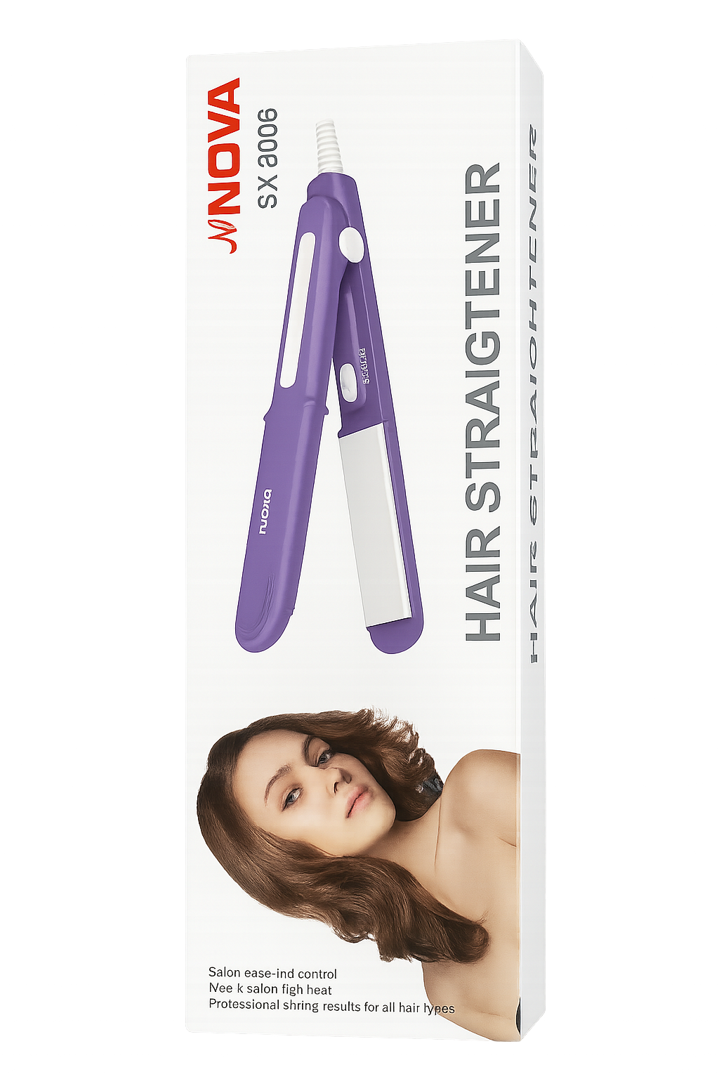 NOVA SX-8006 Hair Straightener – Compact Ceramic Flat Iron for All Hair Types, Quick Heat-Up & Smooth Styling