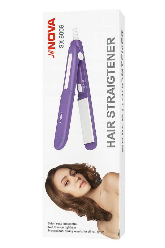 NOVA SX-8006 Hair Straightener – Compact Ceramic Flat Iron for All Hair Types, Quick Heat-Up & Smooth Styling