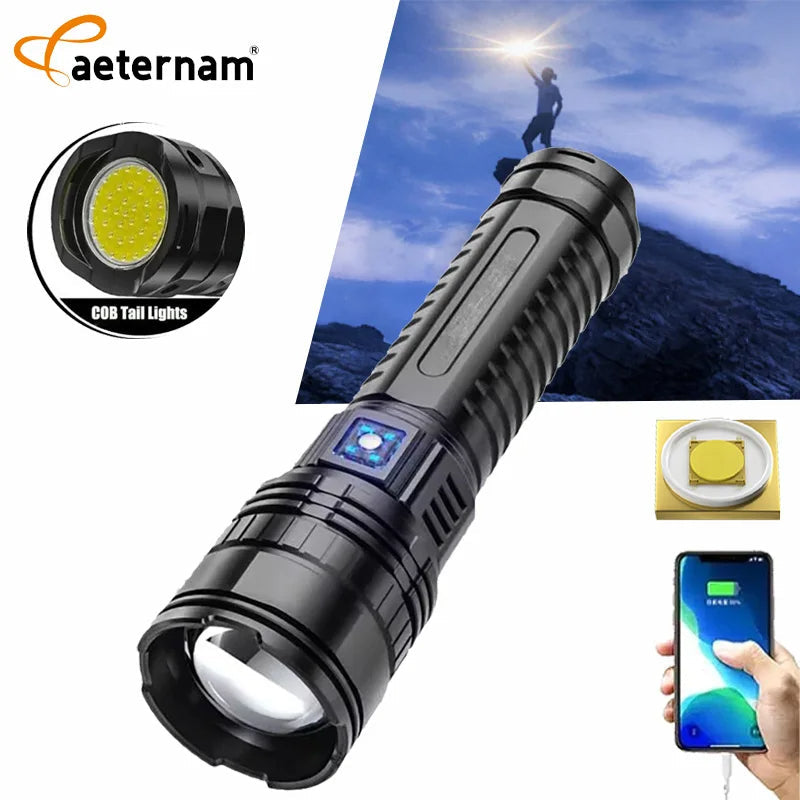 Zoomable Waterproof Rechargeable Laser LED Flashlight