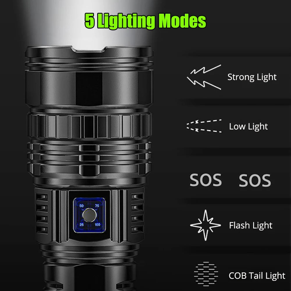 Zoomable Waterproof Rechargeable Laser LED Flashlight