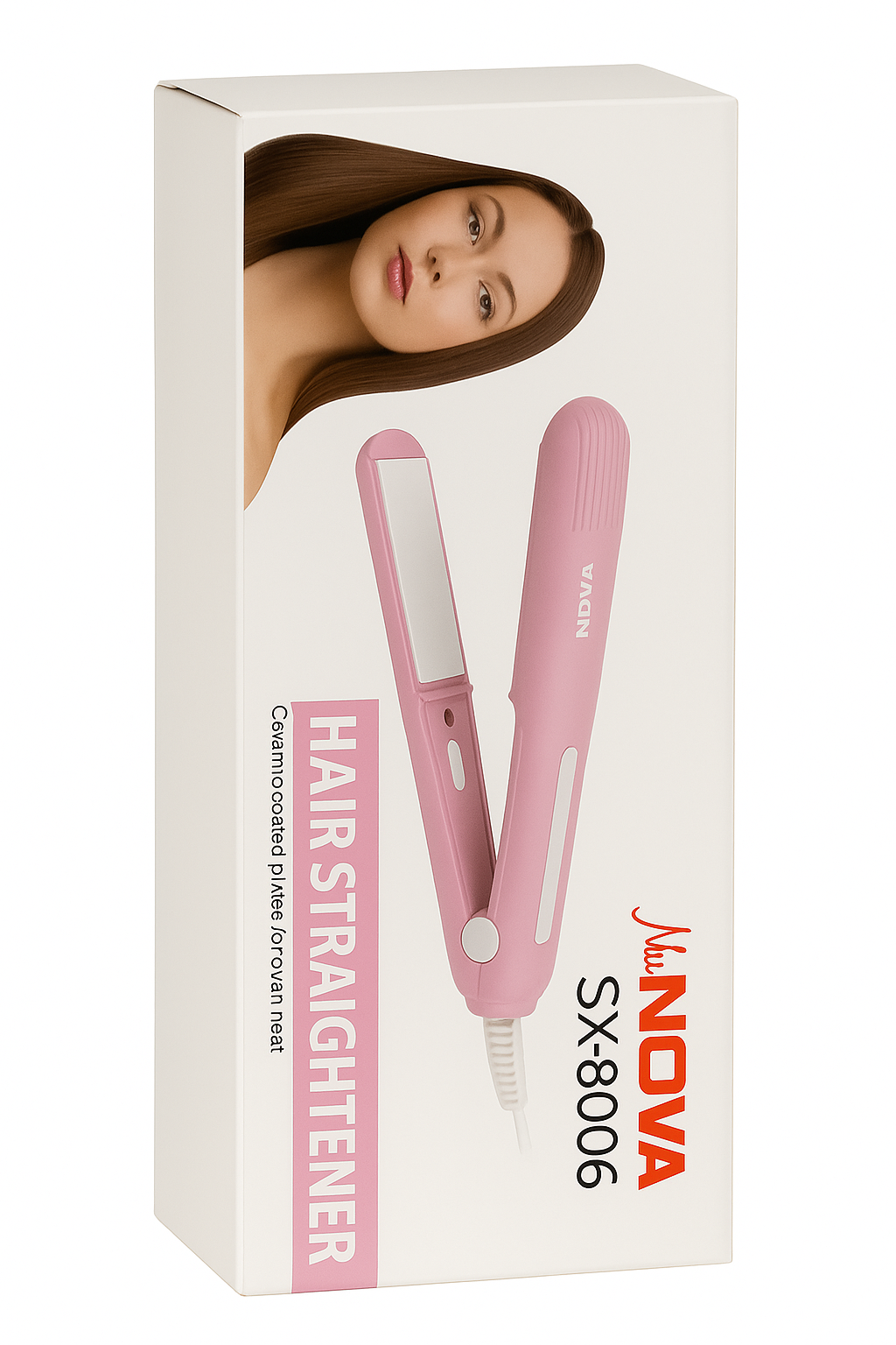 NOVA SX-8006 Hair Straightener – Compact Ceramic Flat Iron for All Hair Types, Quick Heat-Up & Smooth Styling