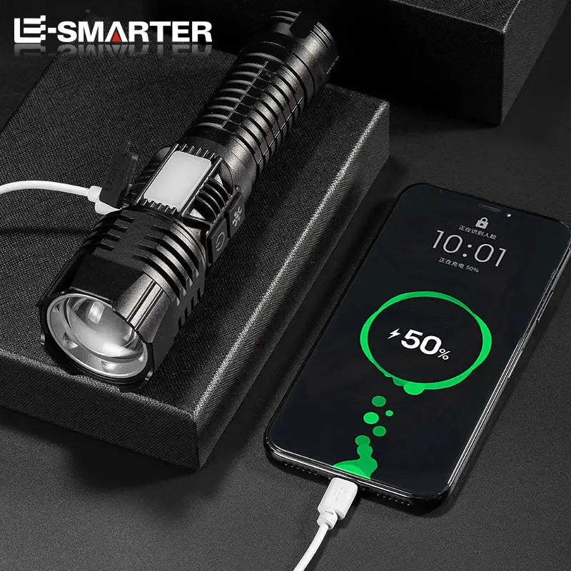 Telescopic Zoom LED Flashlight – Power Bank & Camping Lantern