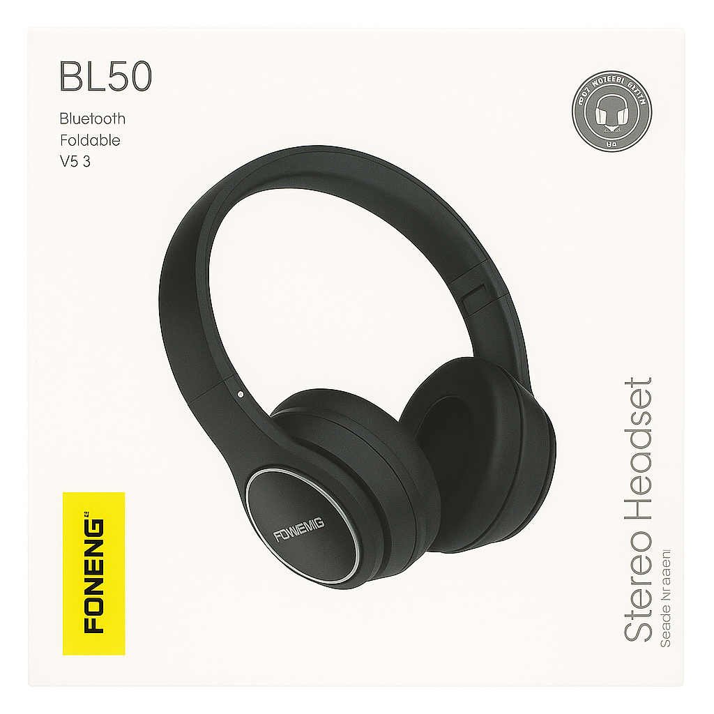 FONENG BL50 Bluetooth 5.3 Headphones – Foldable Over-Ear Wireless Stereo Headset with Mic