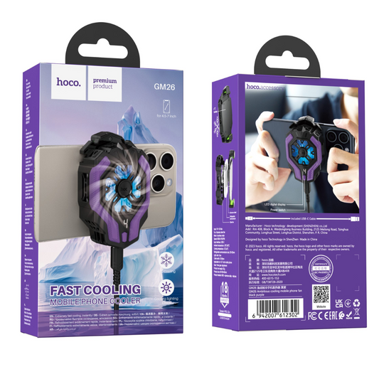 Hoco GM26 RGB Phone Cooler – Gaming Fan for Mobile (Fast Cooling & LED Display)