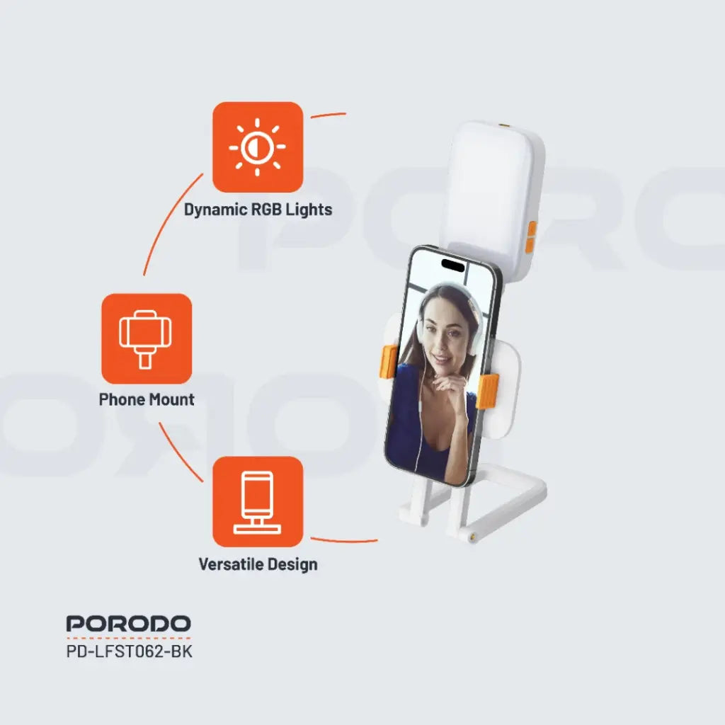 Porodo Lifestyle Phone Stand Fill Light - Black