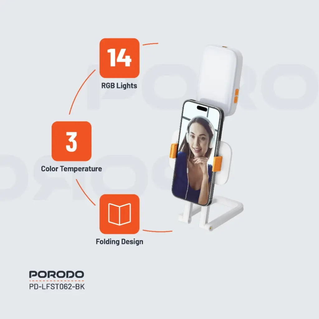 Porodo Lifestyle Phone Stand Fill Light - Black