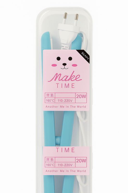 Make Time Mini Hair Straightener – Portable 160°C Ceramic Flat Iron, Travel-Friendly Design for Quick Styling