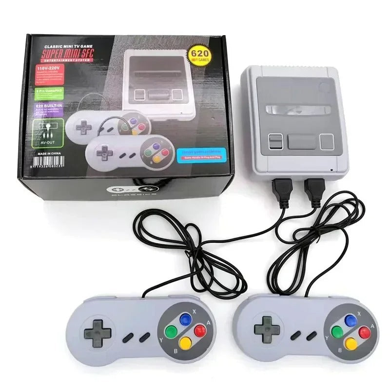 SFC620 Retro Game Console – 620 Built-in Classic 8-Bit Games, Dual Controllers, Mini TV Handheld System