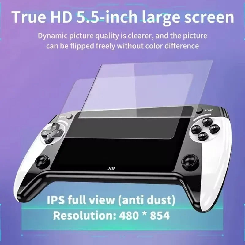 GAMINJA X9 Retro Handheld Game Console – 5.5" Screen, 2000+ Built-in Games, Supports GB/GBA/GBC, Portable Video Game Player