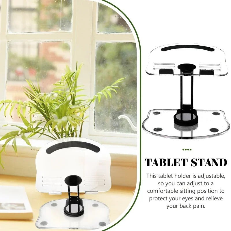 360° Rotating Acrylic Tablet Stand – Transparent Desktop Holder for iPad Pro, Air, Mini, Mi Pad & Phones