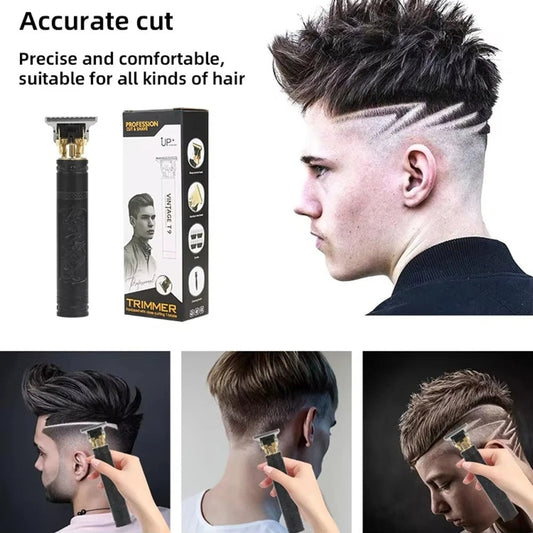 Black Dragon T9 Vintage Hair Trimmer – Professional Cordless Haircut Clipper for Men | Durable Black ABS Body – Affordable & Barber-Approved