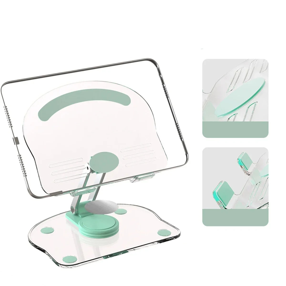 360° Rotating Acrylic Tablet Stand – Transparent Desktop Holder for iPad Pro, Air, Mini, Mi Pad & Phones