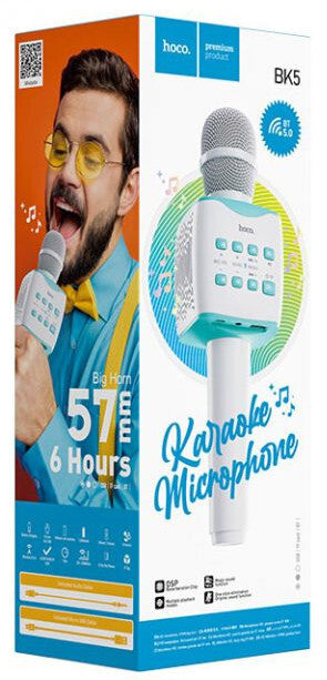 Hoco BK5 Wireless Karaoke Microphone – Bluetooth 5.0, Built-in Speaker, 6-Hour Playtime, Portable Singing Mic for Parties & Fun