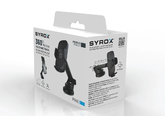 Syrox PH40 360° Rotating Car Phone Holder – Windshield & Dashboard Mount